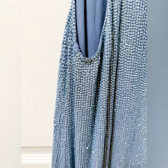 Revolve MLV sequin embellished light baby blue mini dress swing shift party club - Picture 9 of 14